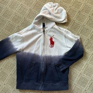Ralph Lauren Boys Blue Dipped Ombré Zip Up Hoodie.
